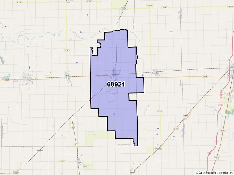 Map of ZIP Code 60921 — Chatsworth, IL
