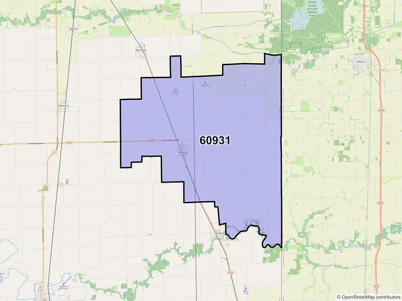 Map of ZIP Code 60931 — Donovan, IL