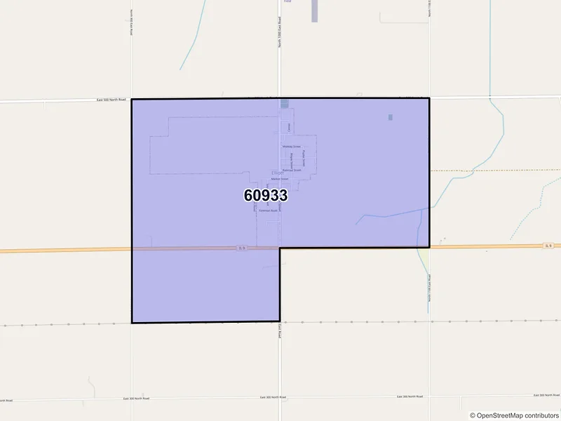 Map of Elliott, Illinois and ZIP codes