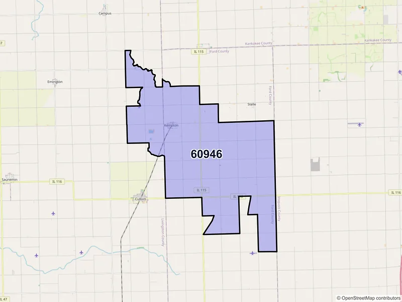 Map of ZIP Code 60946 — Kempton, IL
