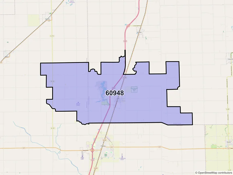 Map of ZIP Code 60948 — Loda, IL