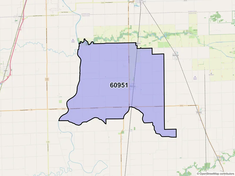 Map of Martinton, Illinois and ZIP codes