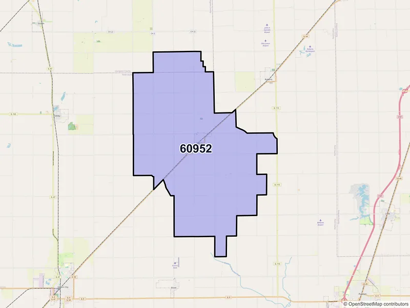 Map of ZIP Code 60952 — Melvin, IL
