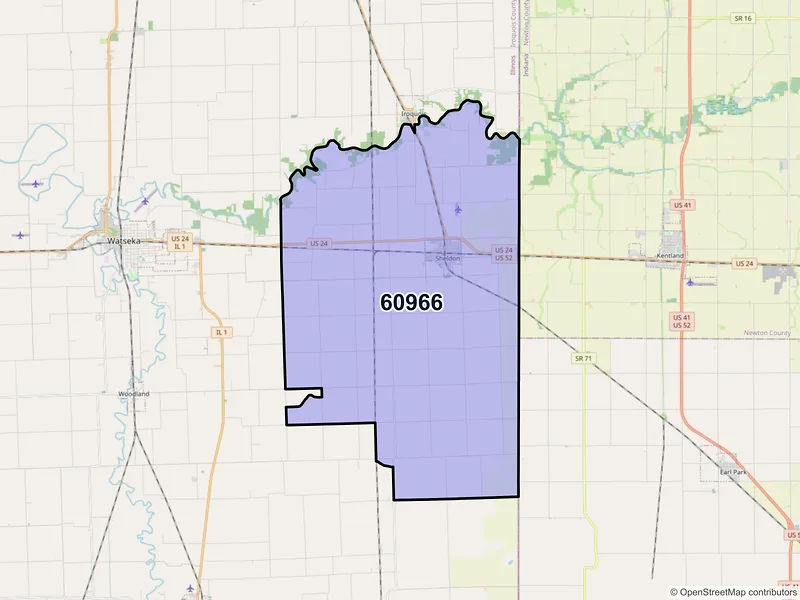 Map of ZIP Code 60966 — Sheldon, IL