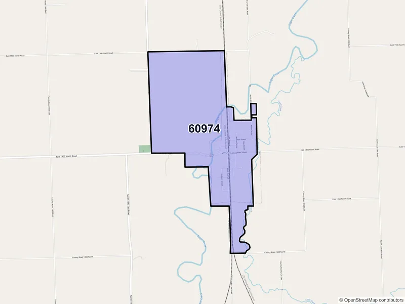 Map of Woodland, Illinois and ZIP codes