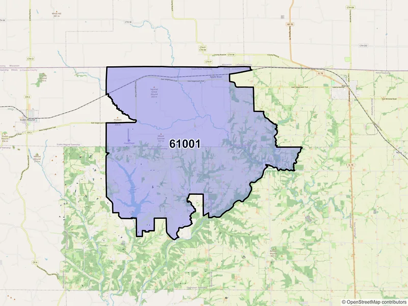 Map of ZIP Code 61001 — Apple River, IL