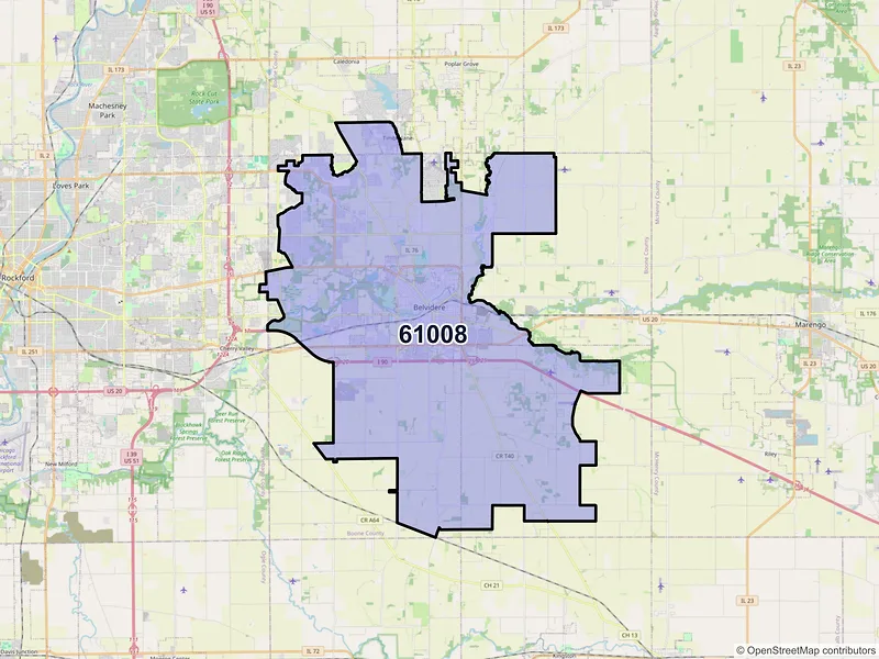 Map of ZIP Code 61008 — Belvidere, IL