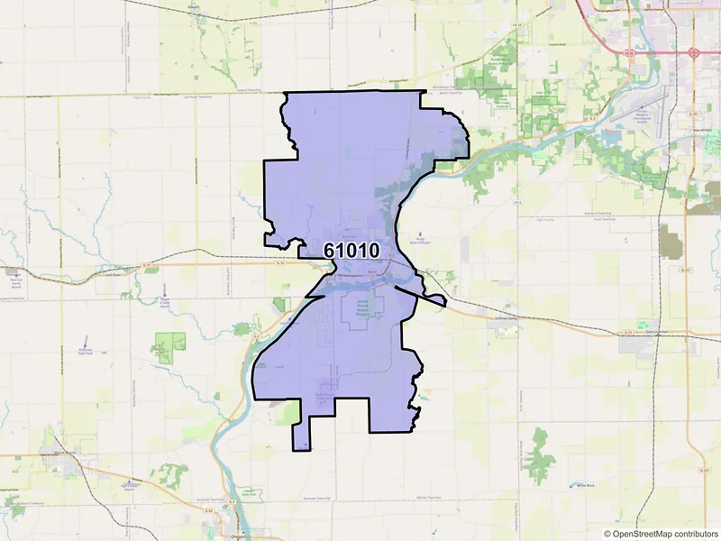 Map of Byron, Illinois and ZIP codes