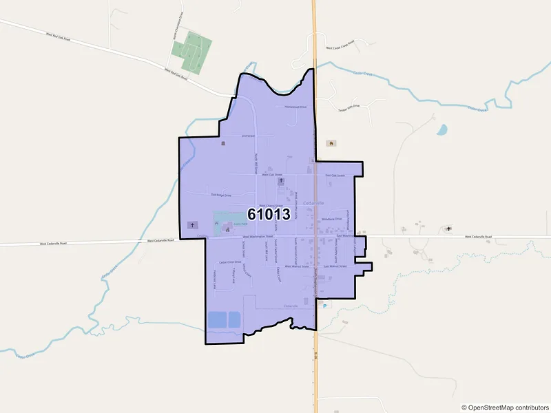 Map of Cedarville, Illinois and ZIP codes