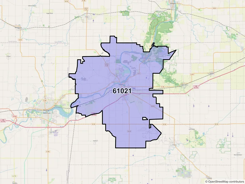 Map of ZIP Code 61021 — Dixon, IL