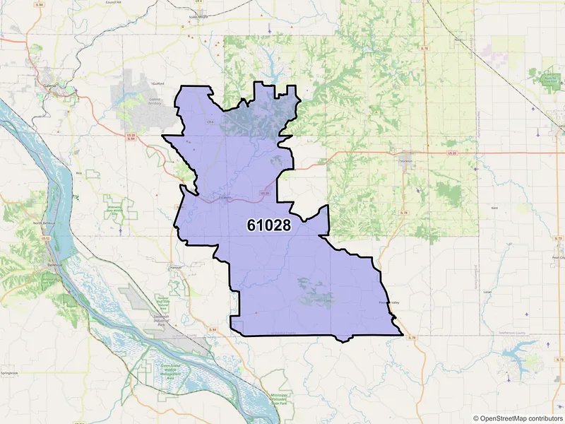Map of ZIP Code 61028 — Elizabeth, IL