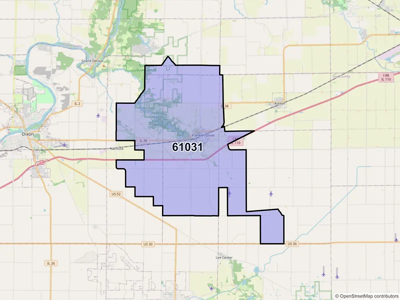 Map of ZIP Code 61031 — Franklin Grove, IL