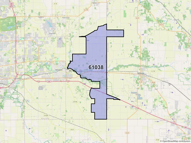 Map of ZIP Code 61038 — Garden Prairie, IL