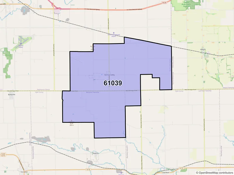 Map of ZIP Code 61039 — German Valley, IL