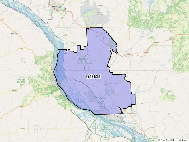 Map of ZIP Code 61041 — Hanover, IL