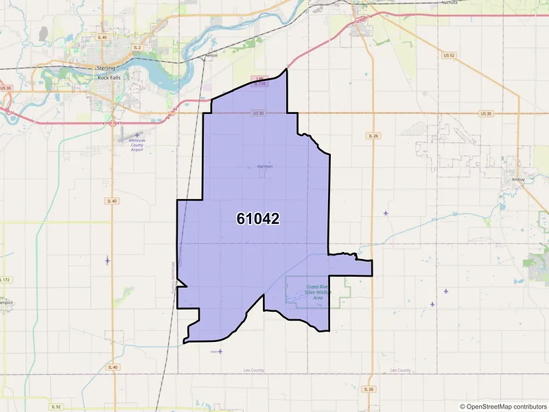 Map of ZIP Code 61042 — Harmon, IL