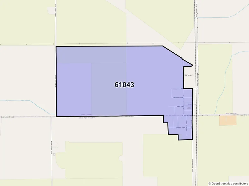 Map of Holcomb, Illinois and ZIP codes