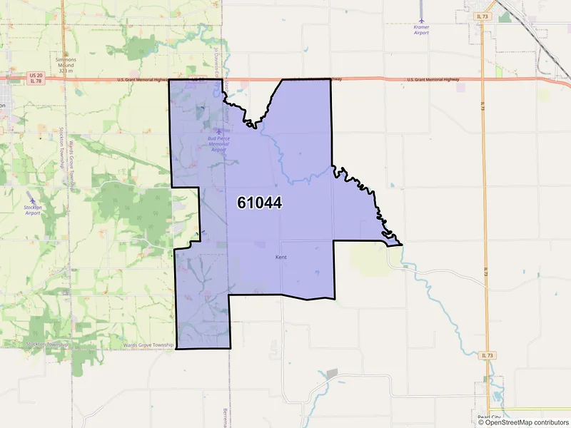 Map of ZIP Code 61044 — Kent, IL