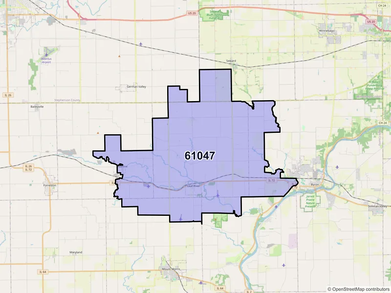 Map of ZIP Code 61047 — Leaf River, IL