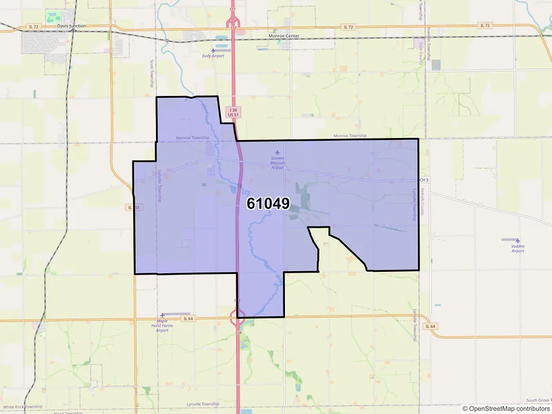 Map of ZIP Code 61049 — Lindenwood, IL