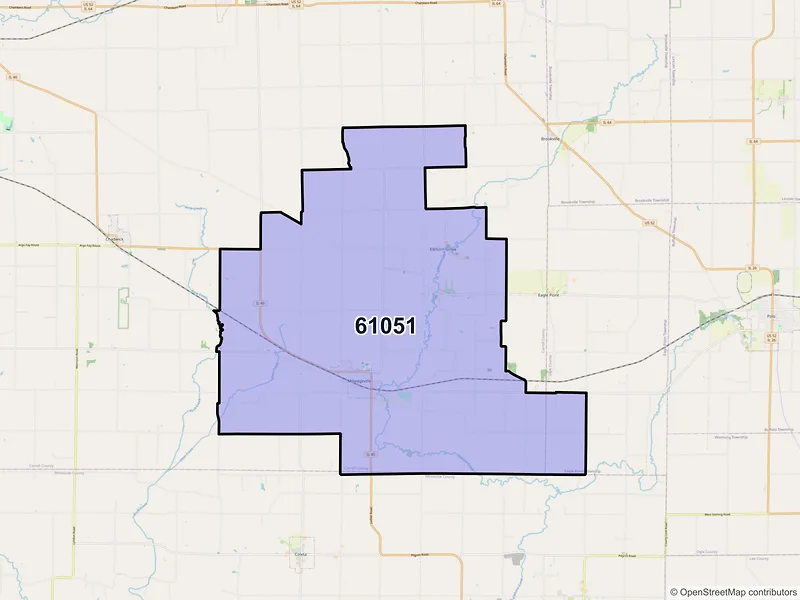 Map of ZIP Code 61051 — Milledgeville, IL