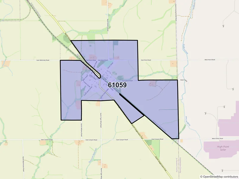 Map of Nora, Illinois and ZIP codes