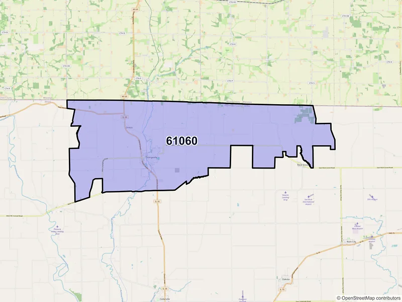 Map of ZIP Code 61060 — Orangeville, IL