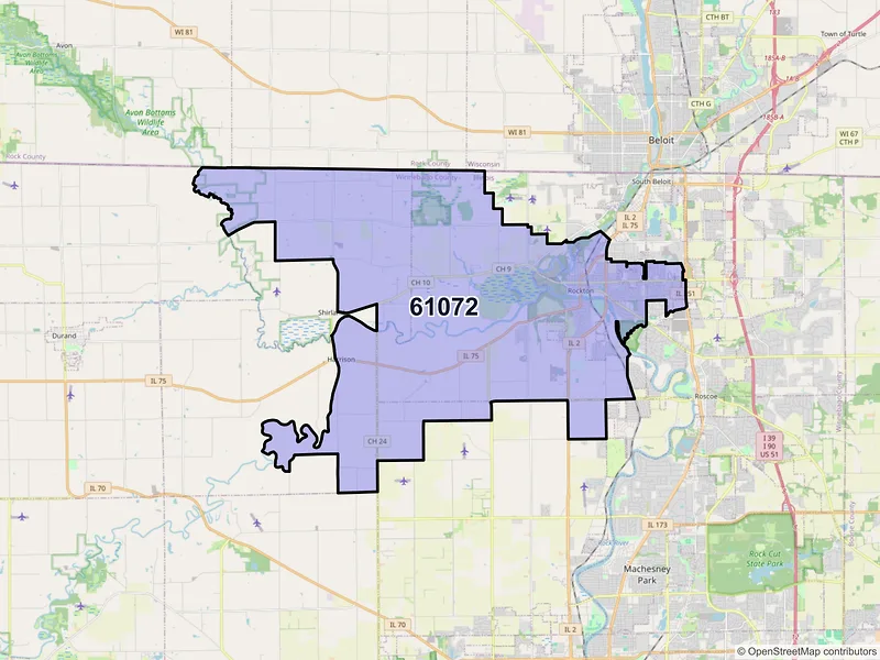 Map of ZIP Code 61072 — Rockton, IL