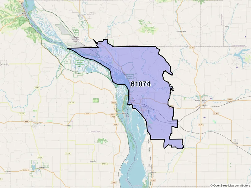 Map of ZIP Code 61074 — Savanna, IL