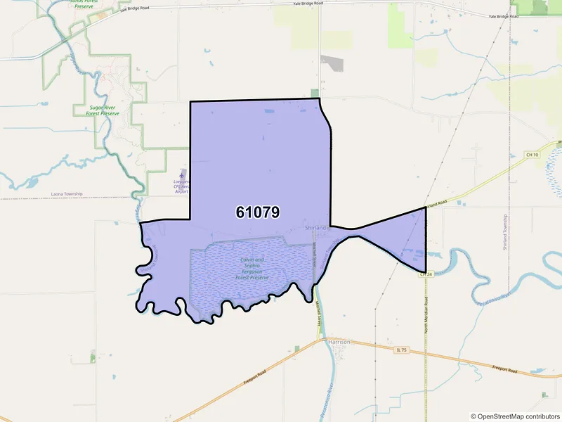Map of Shirland, Illinois and ZIP codes