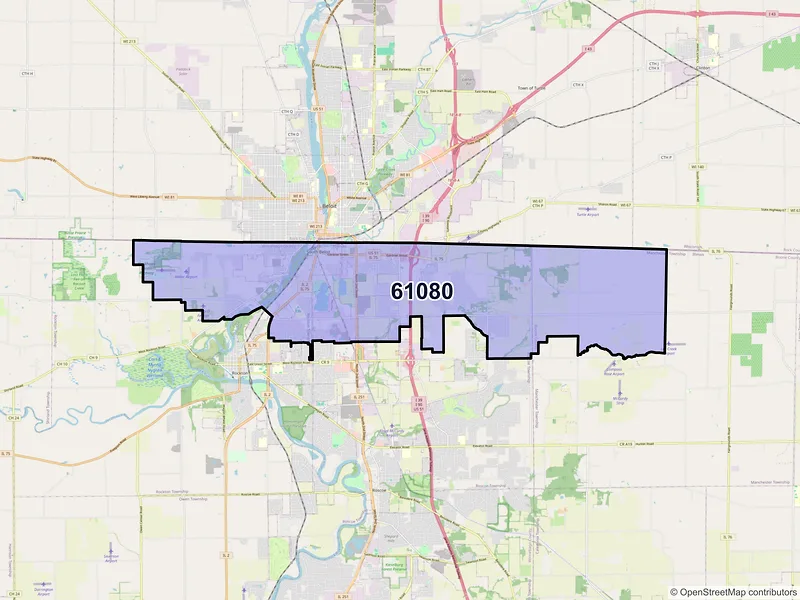 Map of South Beloit, Illinois and ZIP codes