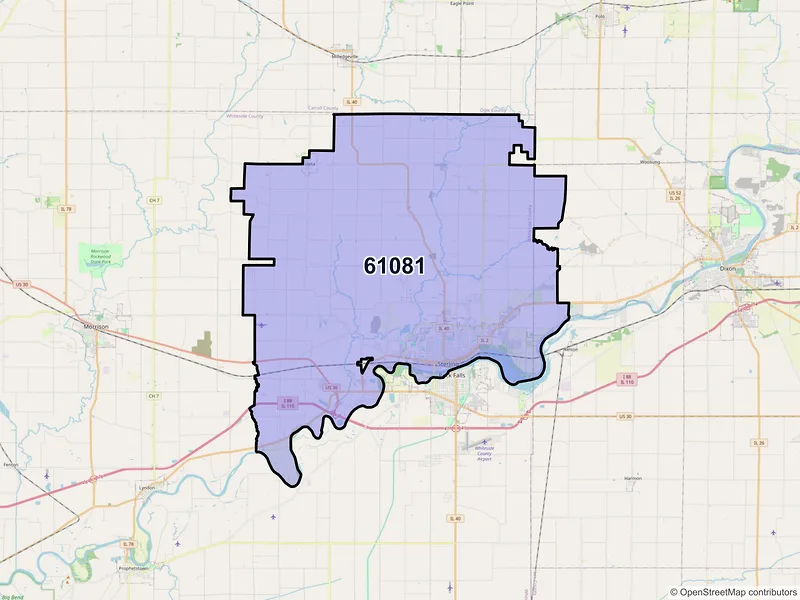 Map of ZIP Code 61081 — Sterling, IL