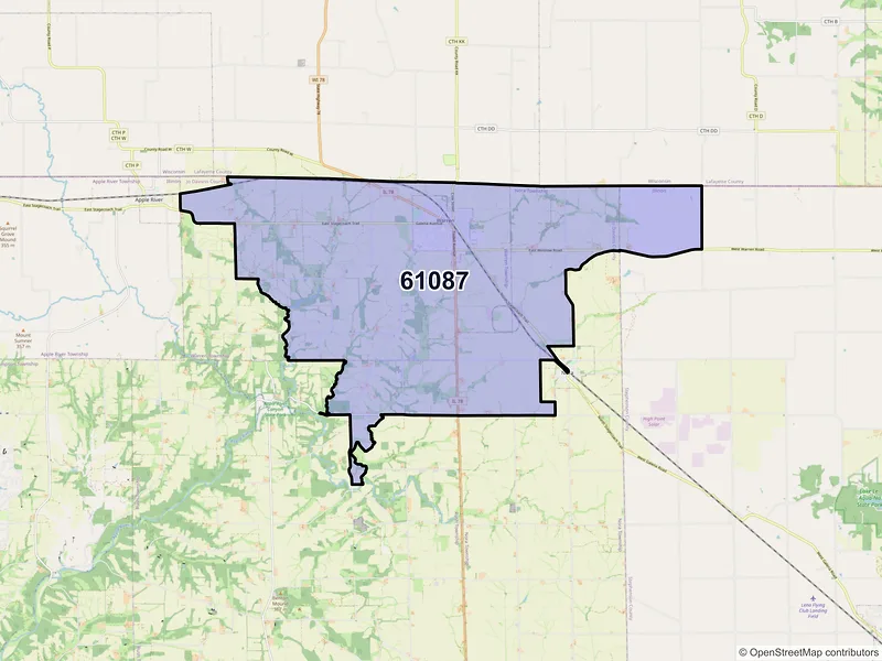 Map of Warren, Illinois and ZIP codes