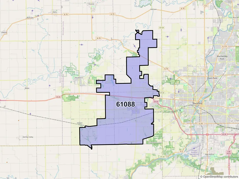 Map of ZIP Code 61088 — Winnebago, IL