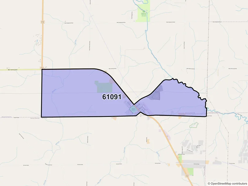 Map of Woosung, Illinois and ZIP codes