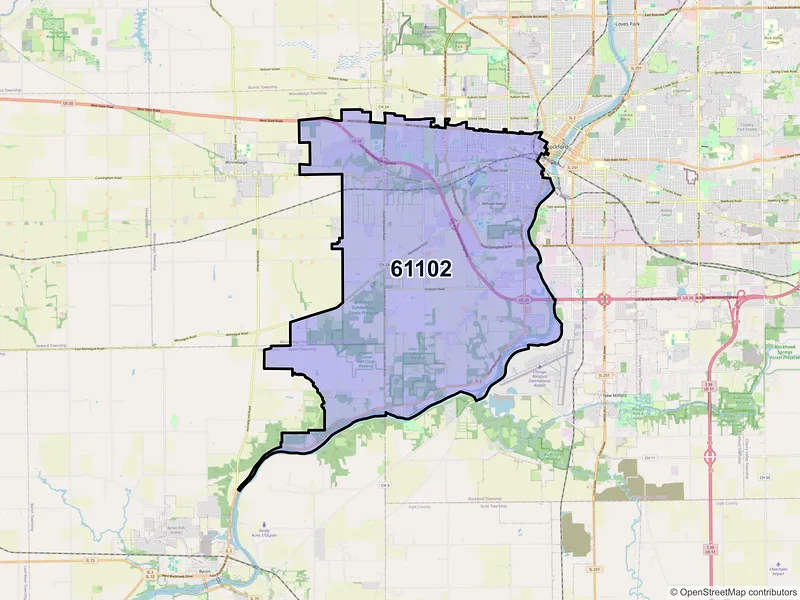 Map of ZIP Code 61102 — Rockford, IL