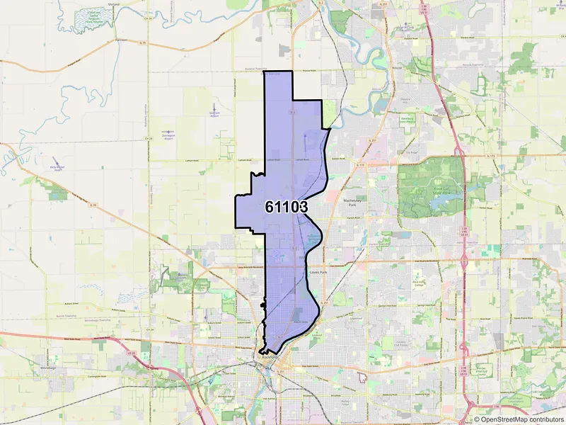 Map of ZIP Code 61103 — Rockford, IL