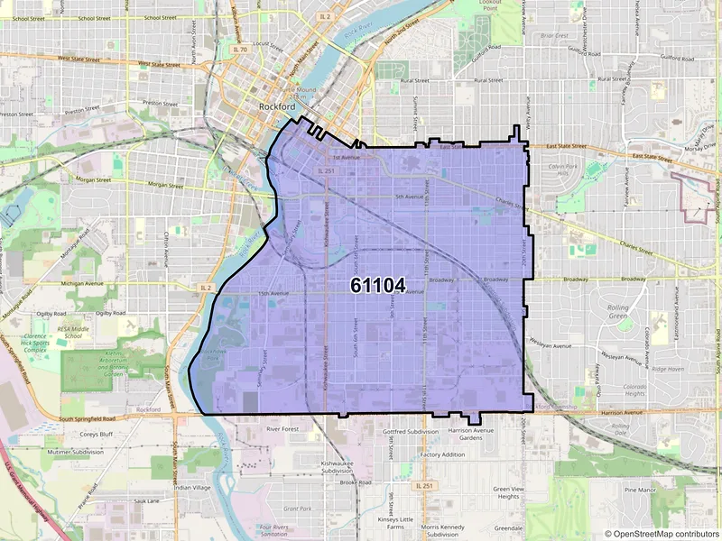 Map of ZIP Code 61104 — Rockford, IL