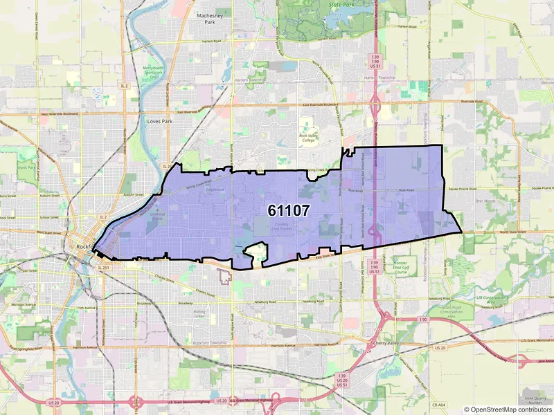 Map of ZIP Code 61107 — Rockford, IL