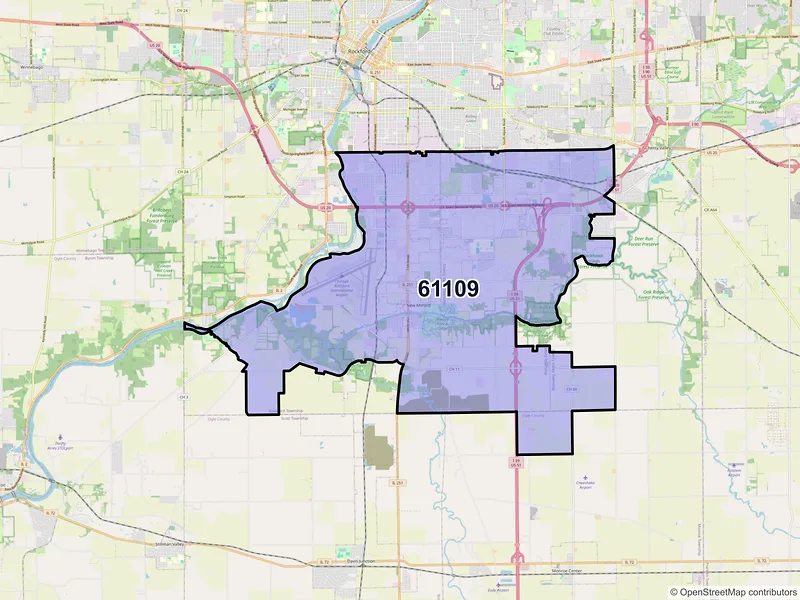 Map of ZIP Code 61109 — Rockford, IL