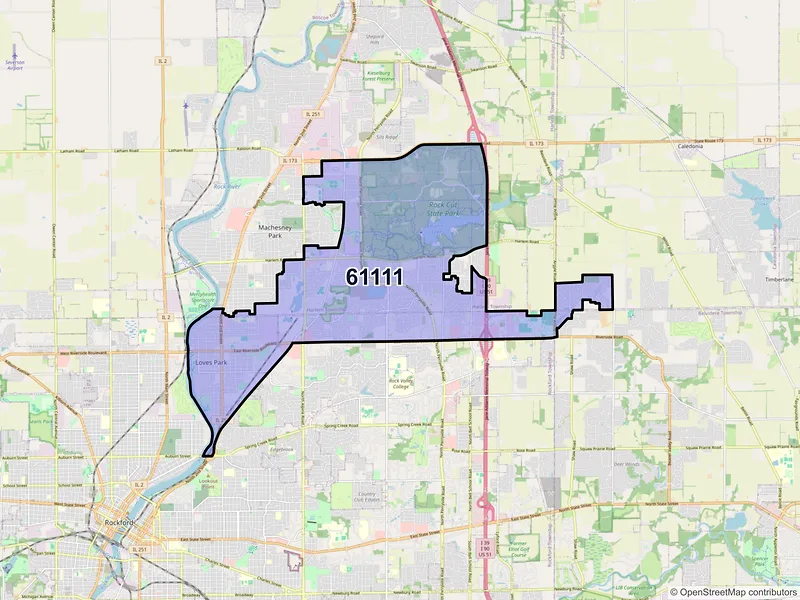 Map of ZIP Code 61111 — Loves Park, IL