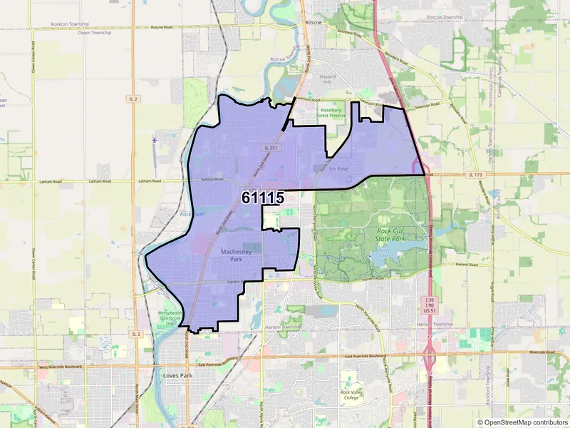 Map of ZIP Code 61115 — Machesney Park, IL