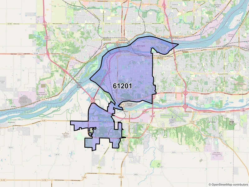 Map of ZIP Code 61201 — Rock Island, IL