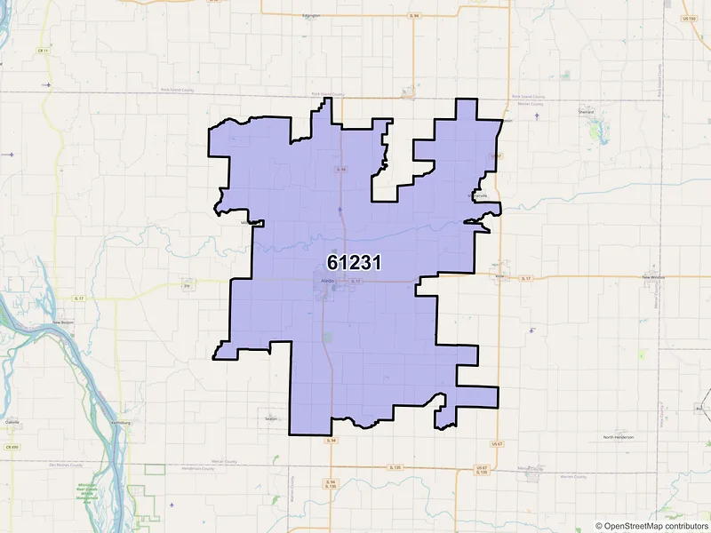 Map of ZIP Code 61231 — Aledo, IL