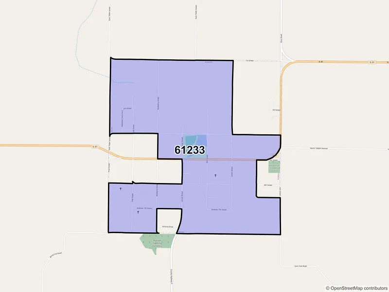 Map of Andover, Illinois and ZIP codes