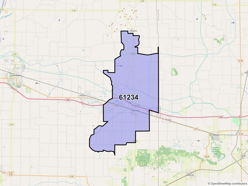 Map of ZIP Code 61234 — Annawan, IL