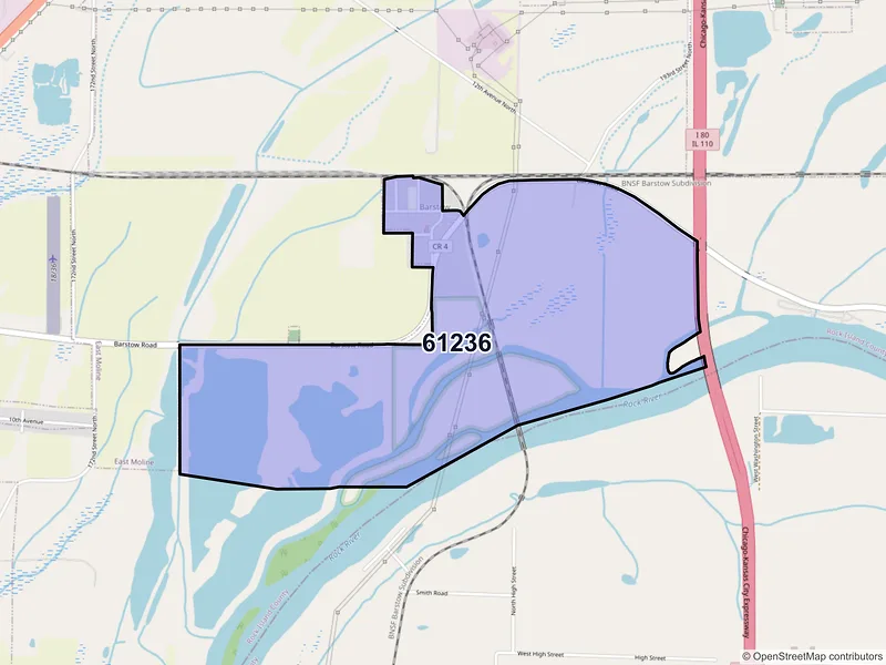 Map of Barstow, Illinois and ZIP codes