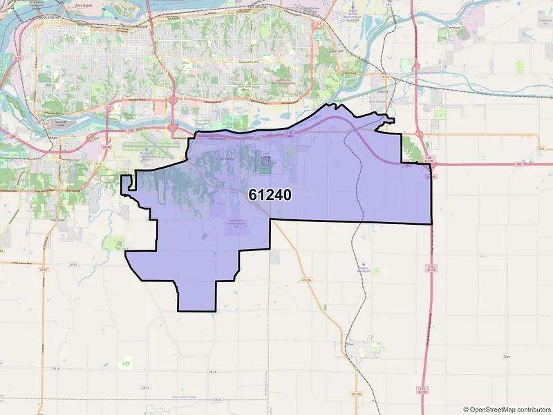 Map of ZIP Code 61240 — Coal Valley, IL