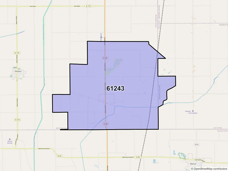 Map of ZIP Code 61243 — Deer Grove, IL