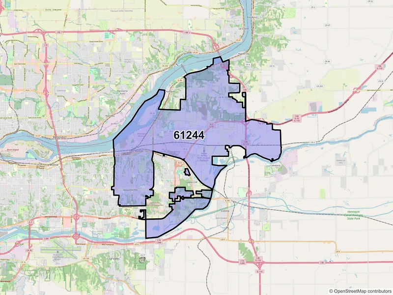 Map of East Moline, Illinois and ZIP codes